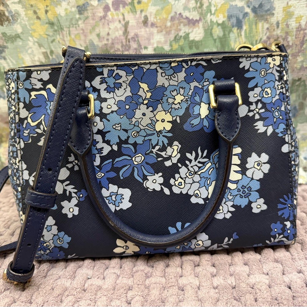 Michael Kors Blue Floral Crossbody Bag - Picture 3 of 7